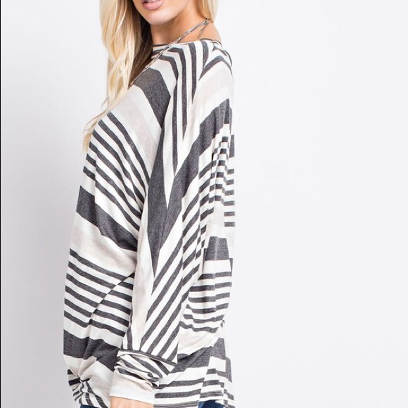 NEW ARRIVAL: Gray Striped Dolman - Picture 3 of 4